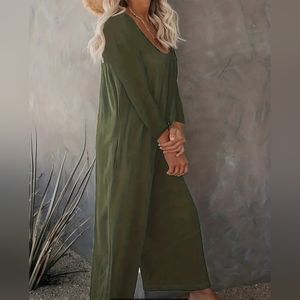 Boho Army Green Casual Plus Size Jumpsuit